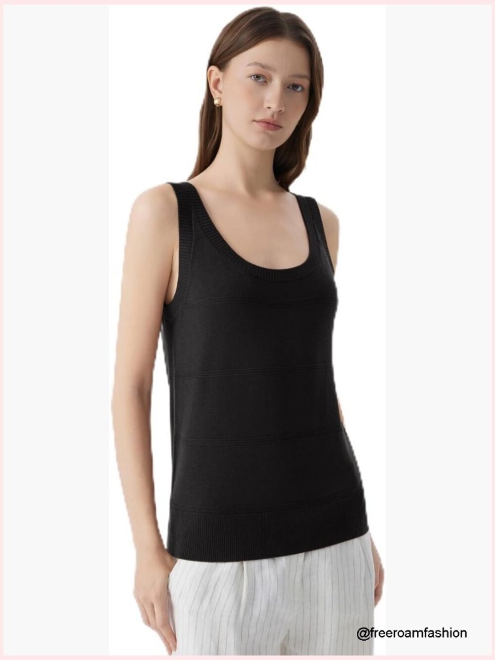 Silk Cashmere Blend Sleeveless Scoop Neck Sweater Tank Top Loose Fit